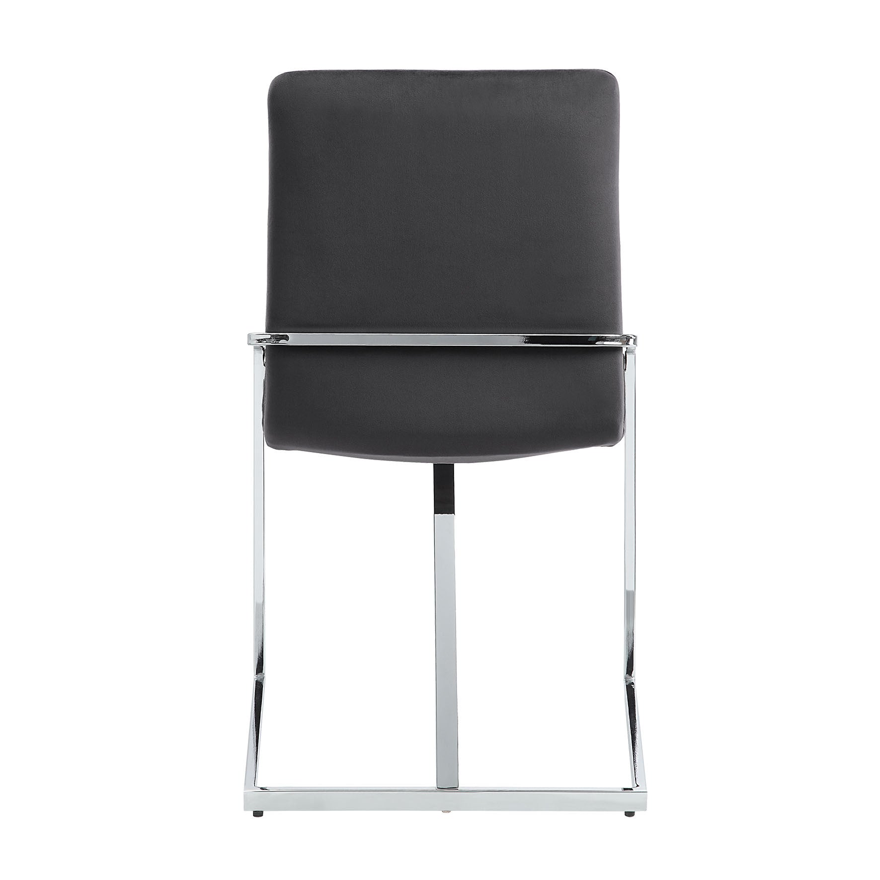 Set of Two Gray and Silver Upholstered Velvet And Metal Dining Side Chairs