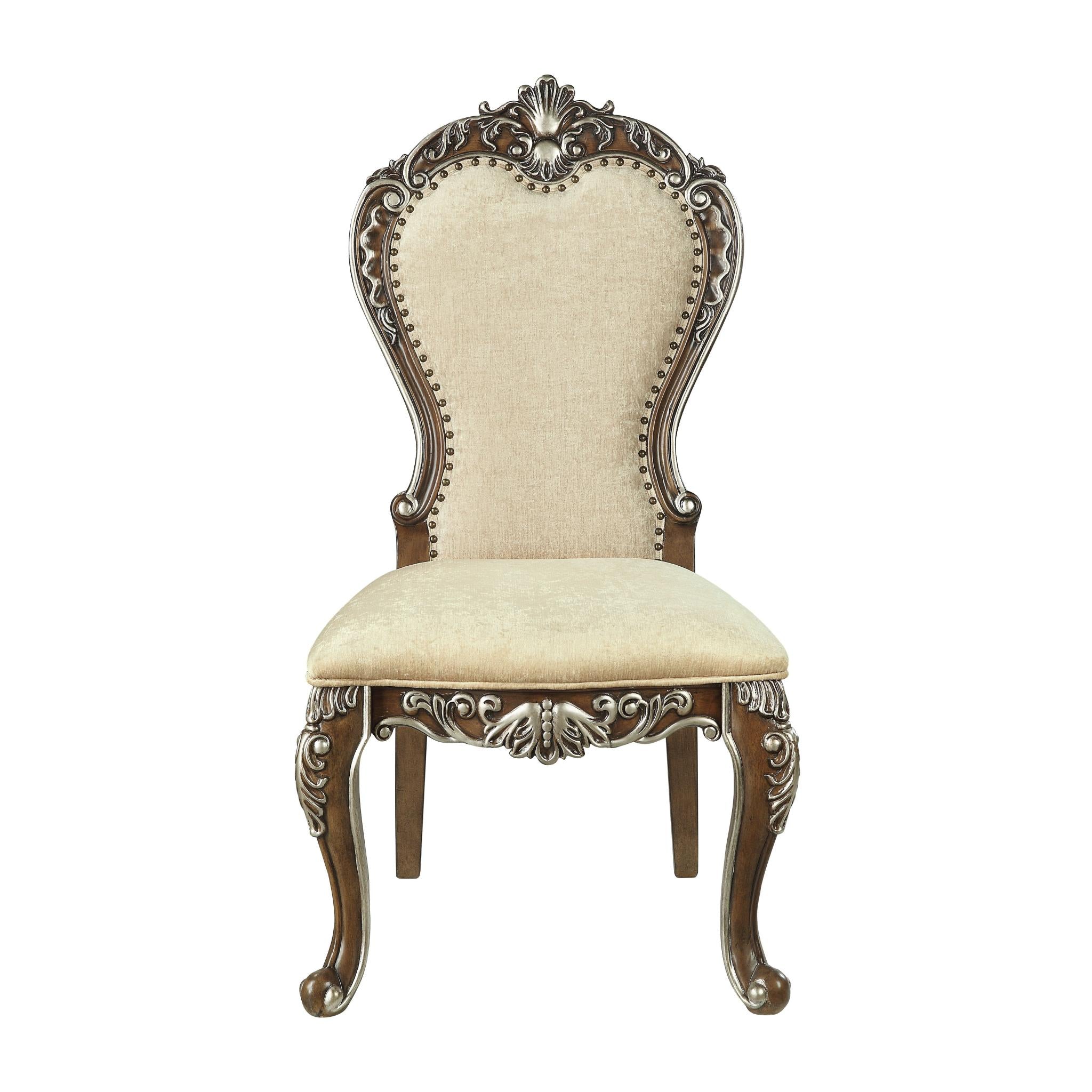 Set of Two Gray and Oak Upholstered Chenille And Solid Wood Dining Side Chairs
