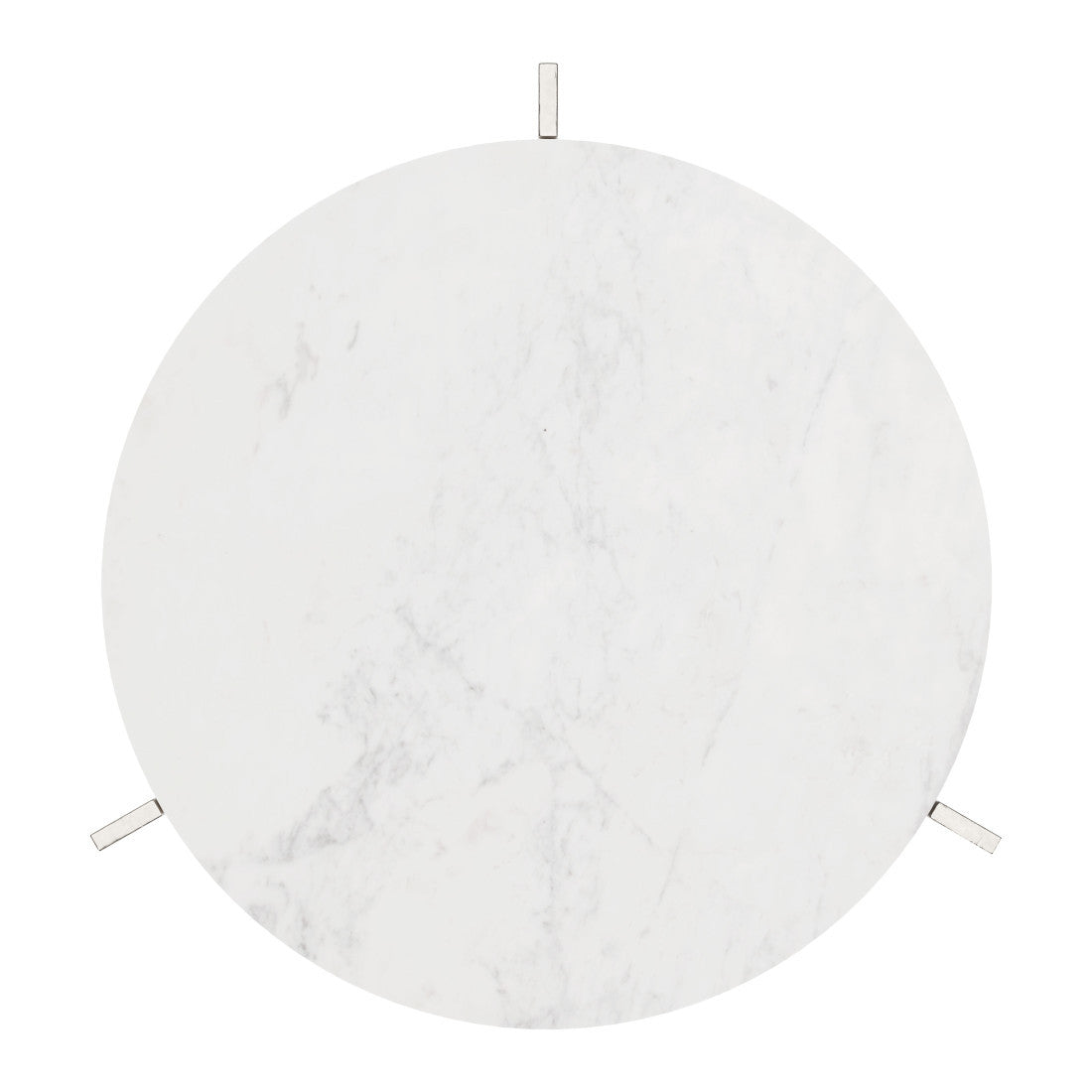 25" White And Silver Marble And Aluminum Round Cross Legs End Table