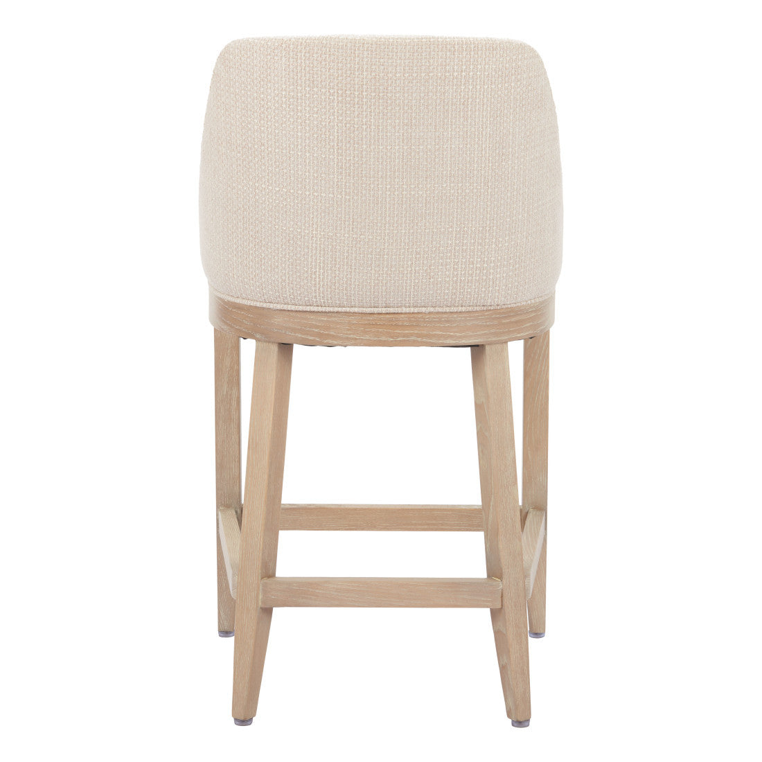 27" Beige and Natural Fabric and Solid Wood Counter Height Bar Chair