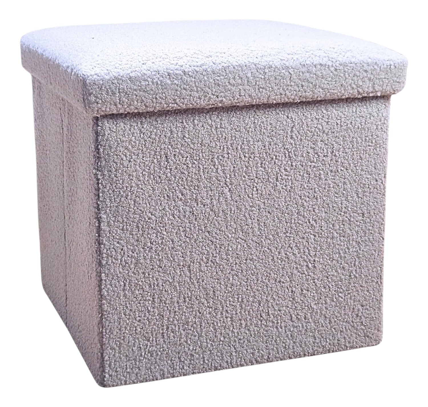 15" Gray Boucle Cube Storage Ottoman