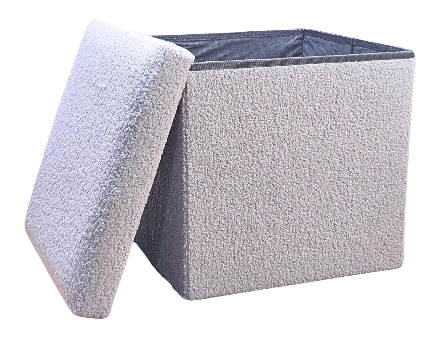 15" Gray Boucle Cube Storage Ottoman