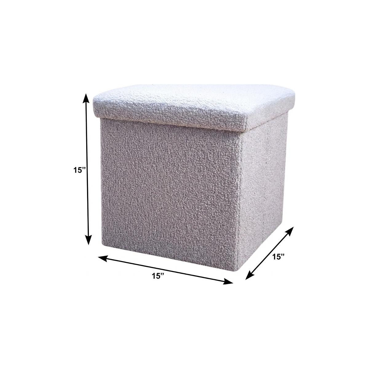 15" Gray Boucle Cube Storage Ottoman