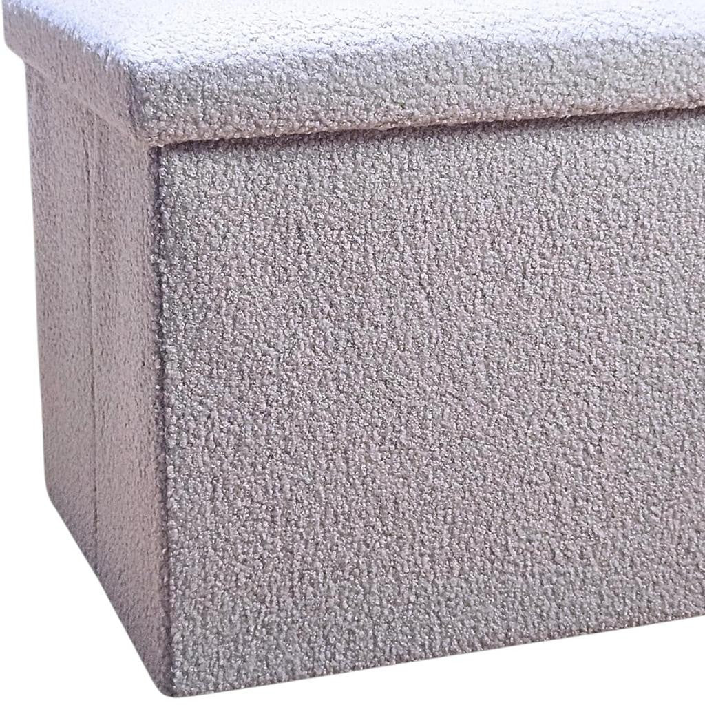 15" Gray Boucle Cube Storage Ottoman