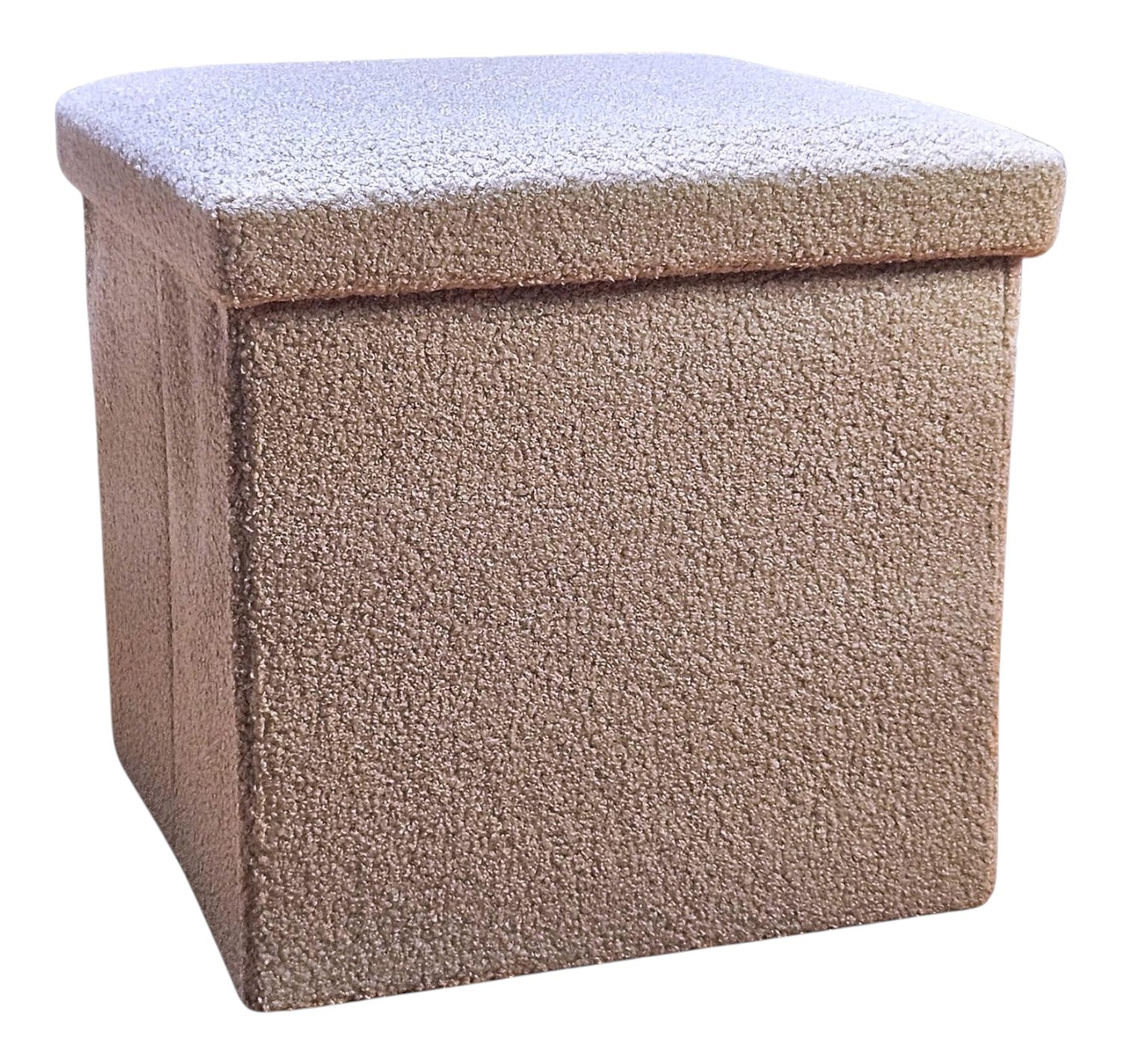 15" Taupe Boucle Cube Storage Ottoman