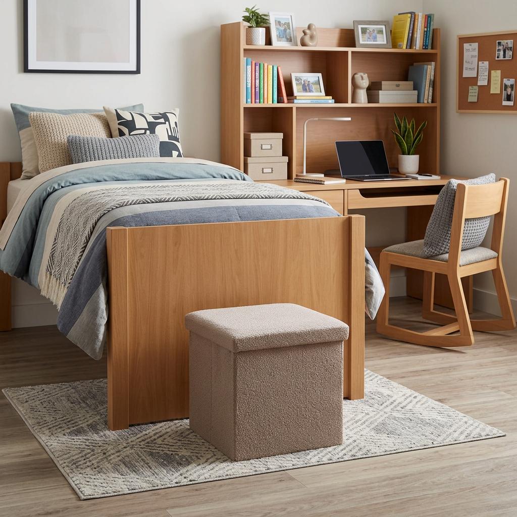 15" Taupe Boucle Cube Storage Ottoman