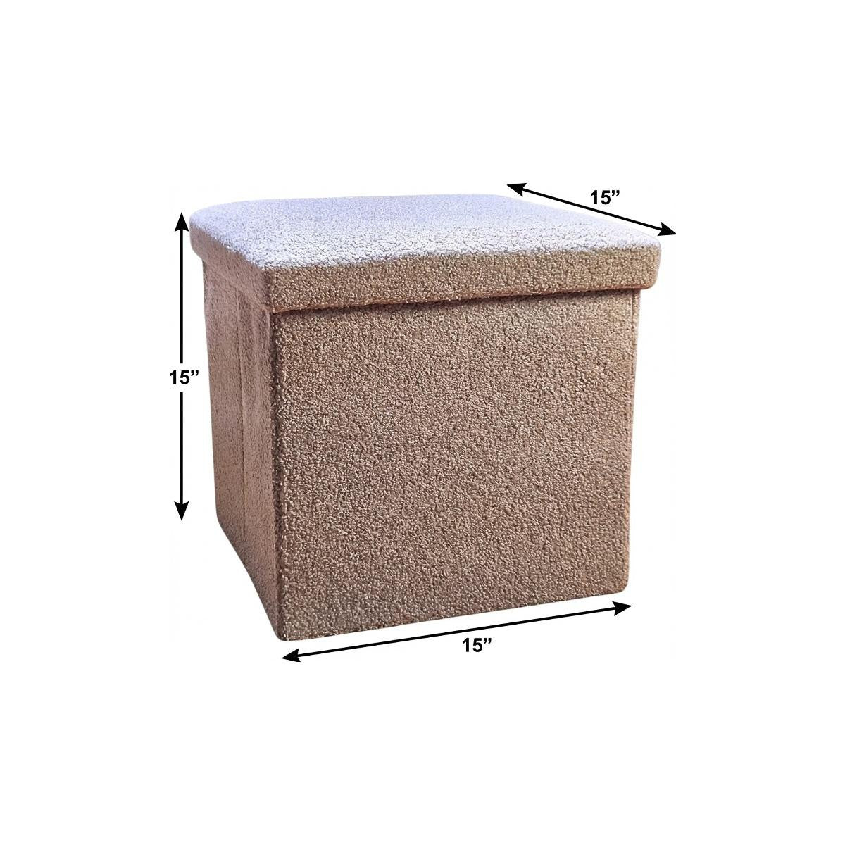 15" Taupe Boucle Cube Storage Ottoman