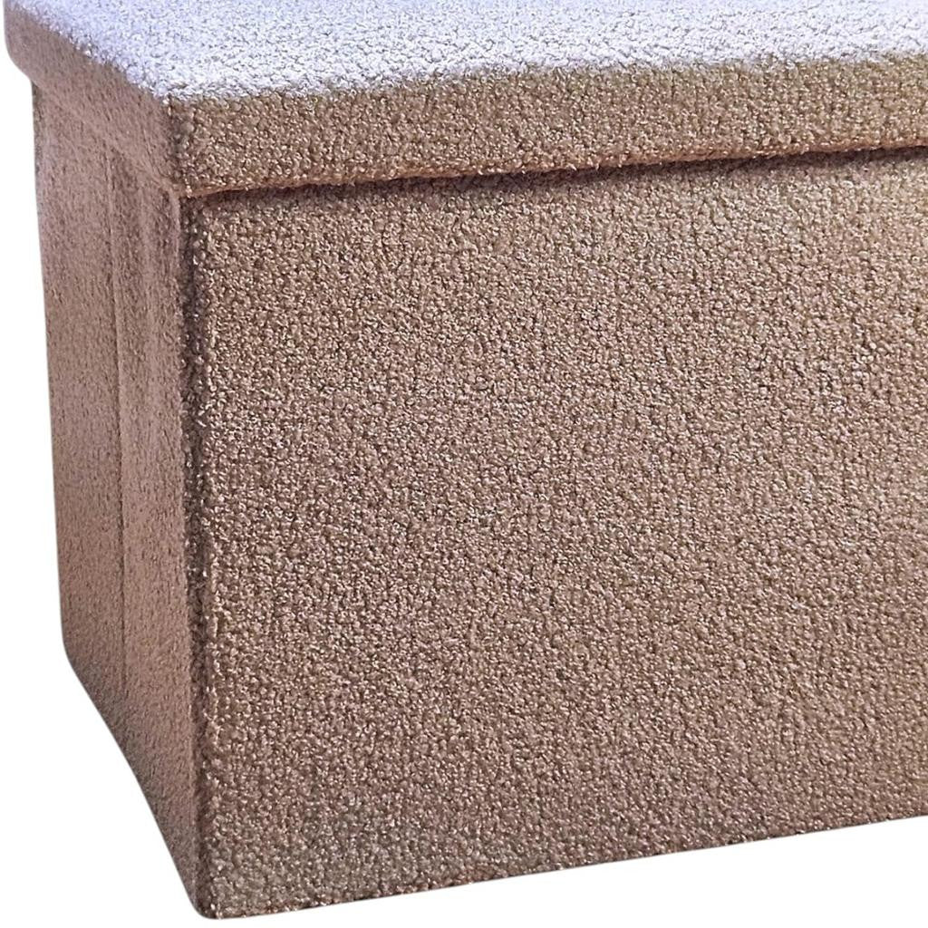 15" Taupe Boucle Cube Storage Ottoman