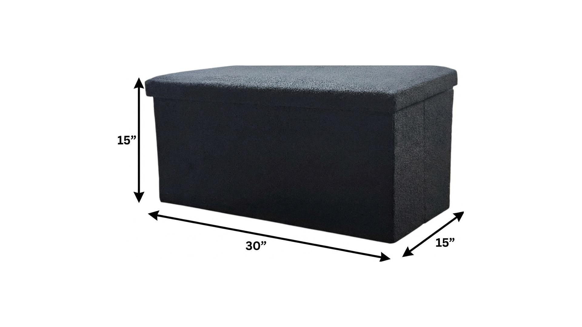 30" Black Boucle Storage Ottoman