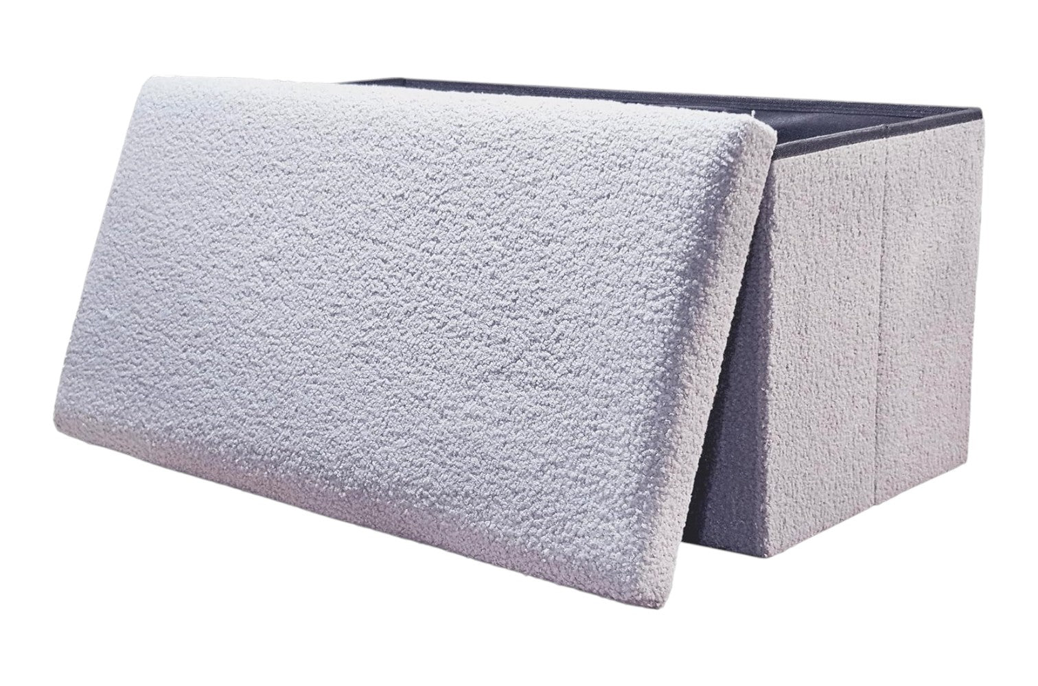30" Gray Boucle Storage Ottoman