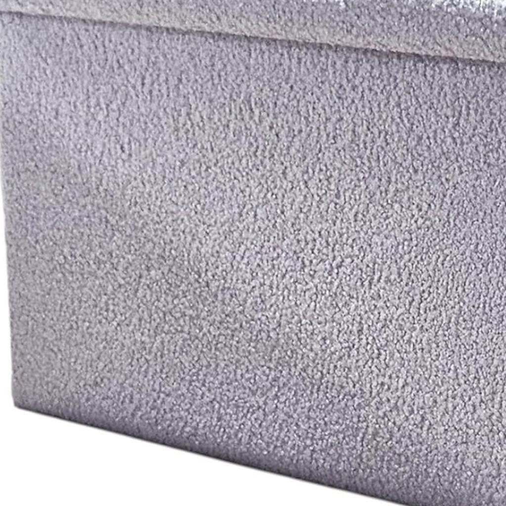 30" Gray Boucle Storage Ottoman