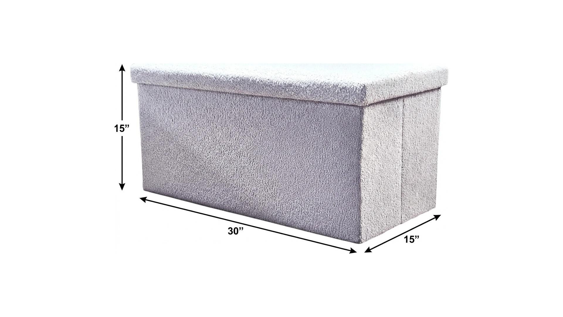 30" Gray Boucle Storage Ottoman