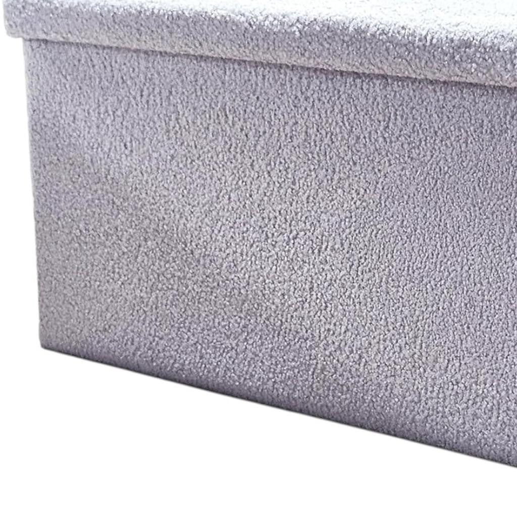 30" Gray Boucle Storage Ottoman