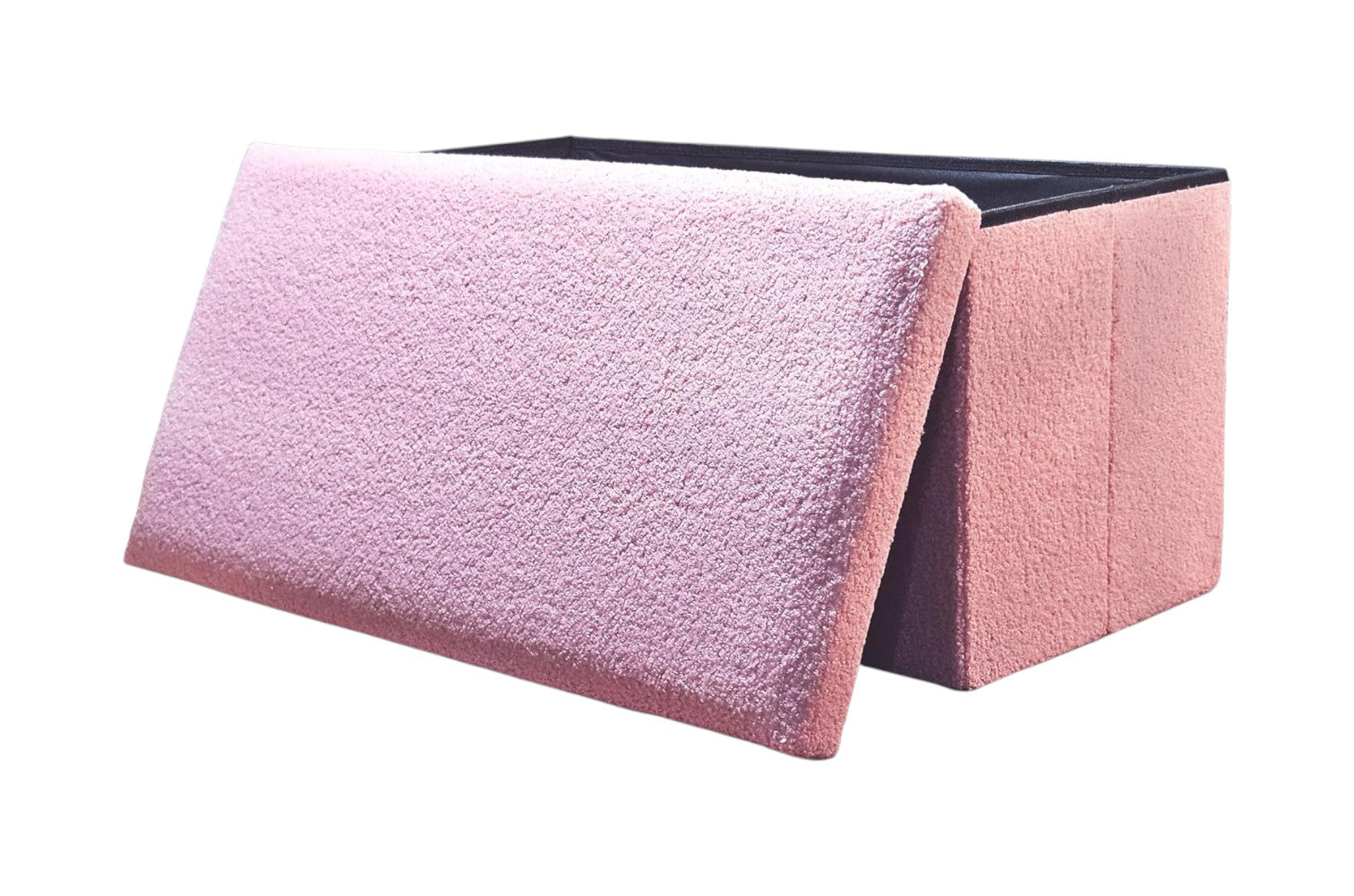 30" Pink Boucle Storage Ottoman