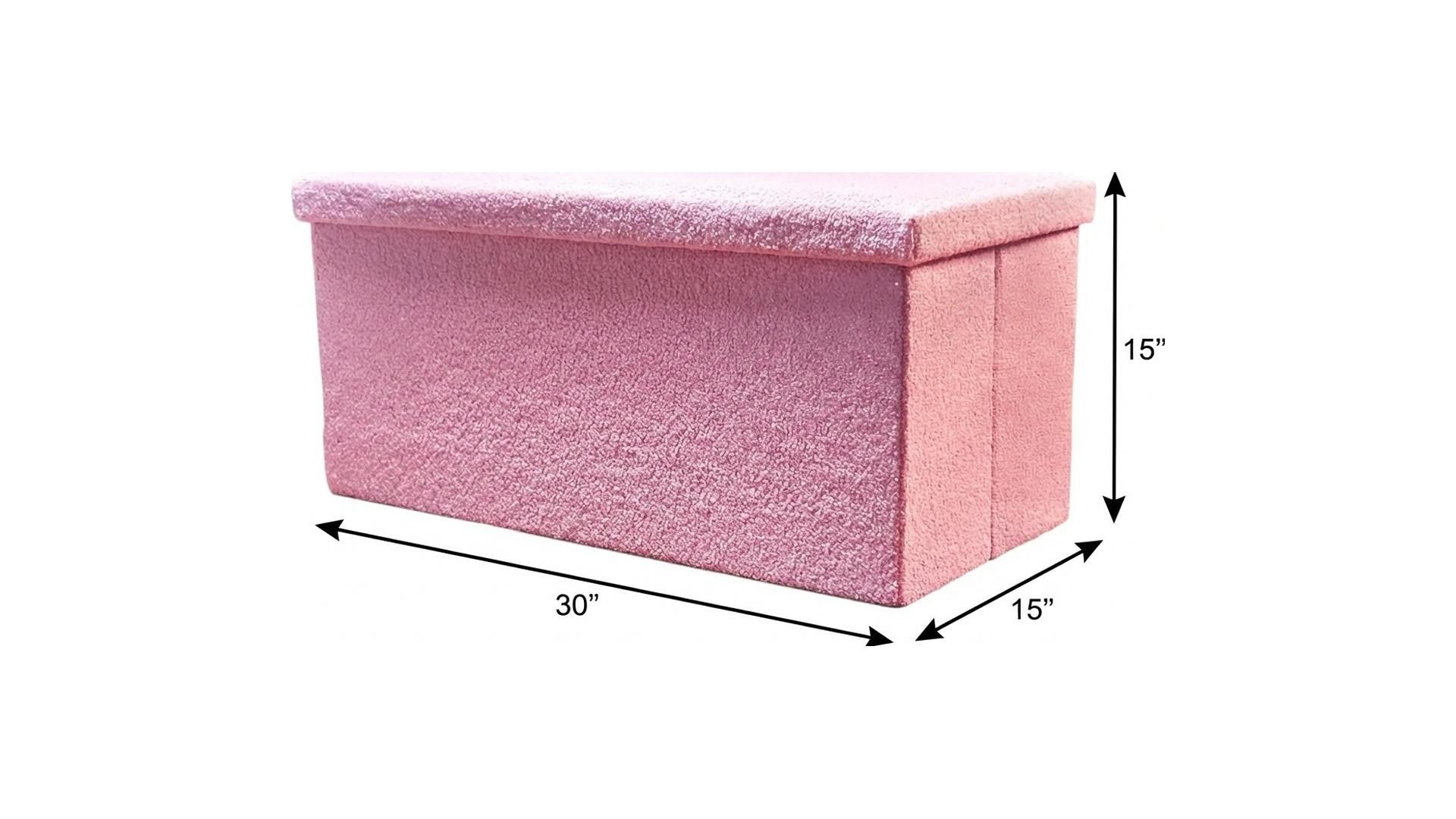 30" Pink Boucle Storage Ottoman