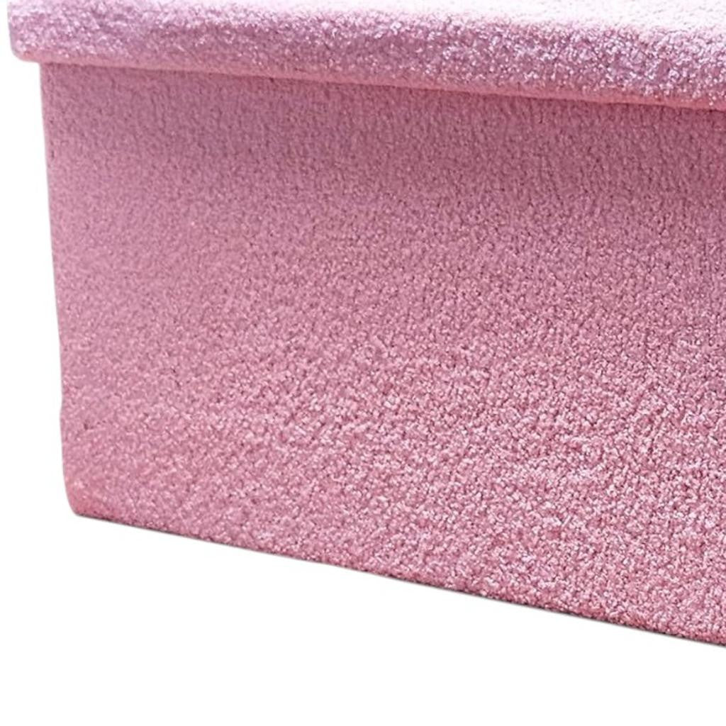 30" Pink Boucle Storage Ottoman