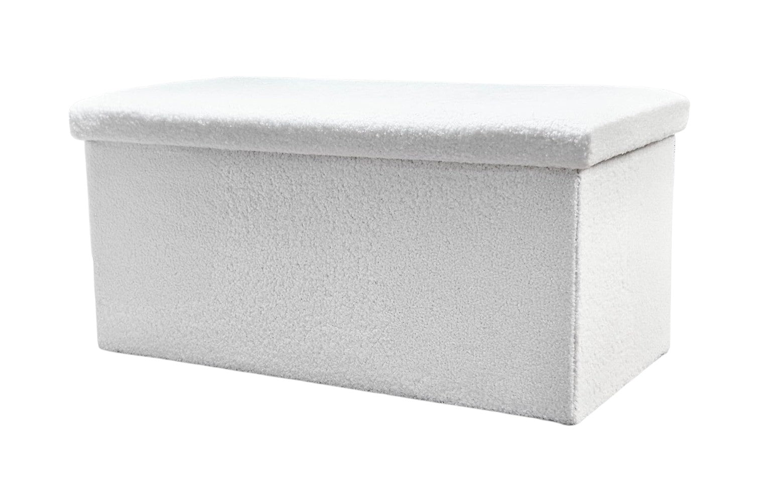 30" White Boucle Storage Ottoman