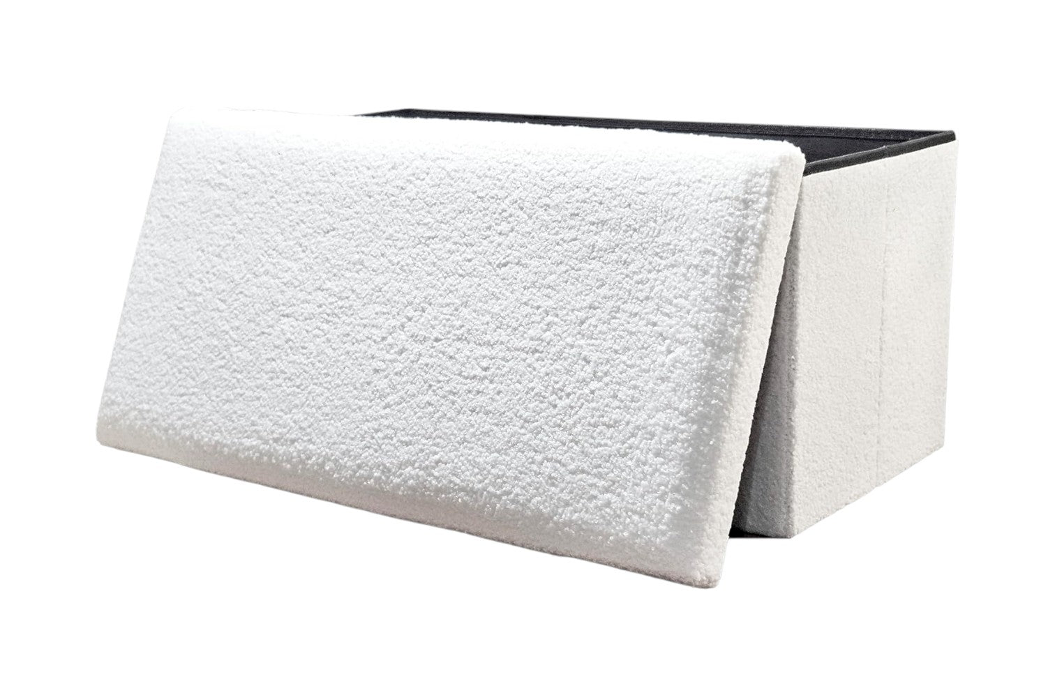 30" White Boucle Storage Ottoman