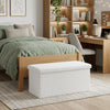 30" White Boucle Storage Ottoman