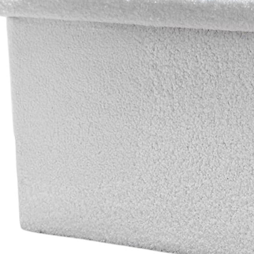 30" White Boucle Storage Ottoman