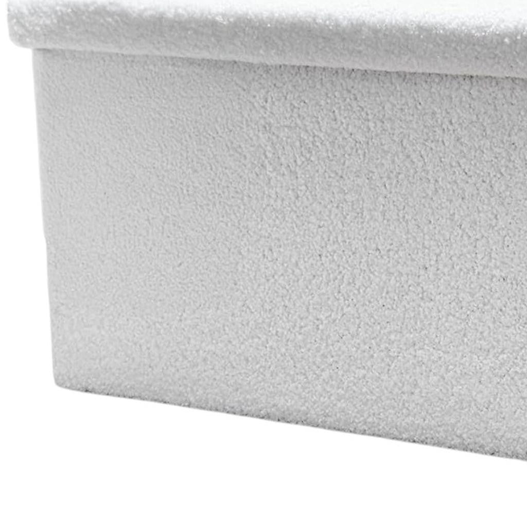 30" White Boucle Storage Ottoman