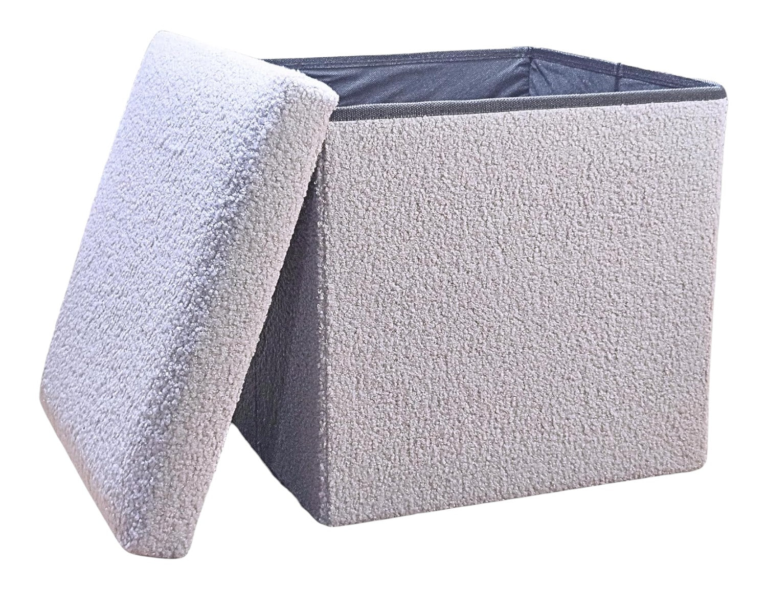 12" Gray Boucle Cube Storage Ottoman