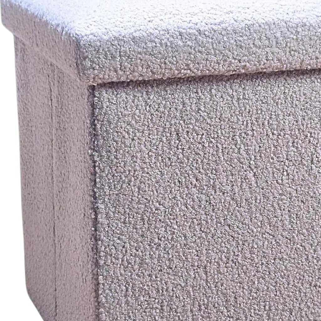 12" Gray Boucle Cube Storage Ottoman