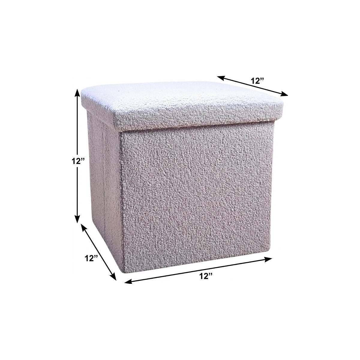 12" Gray Boucle Cube Storage Ottoman
