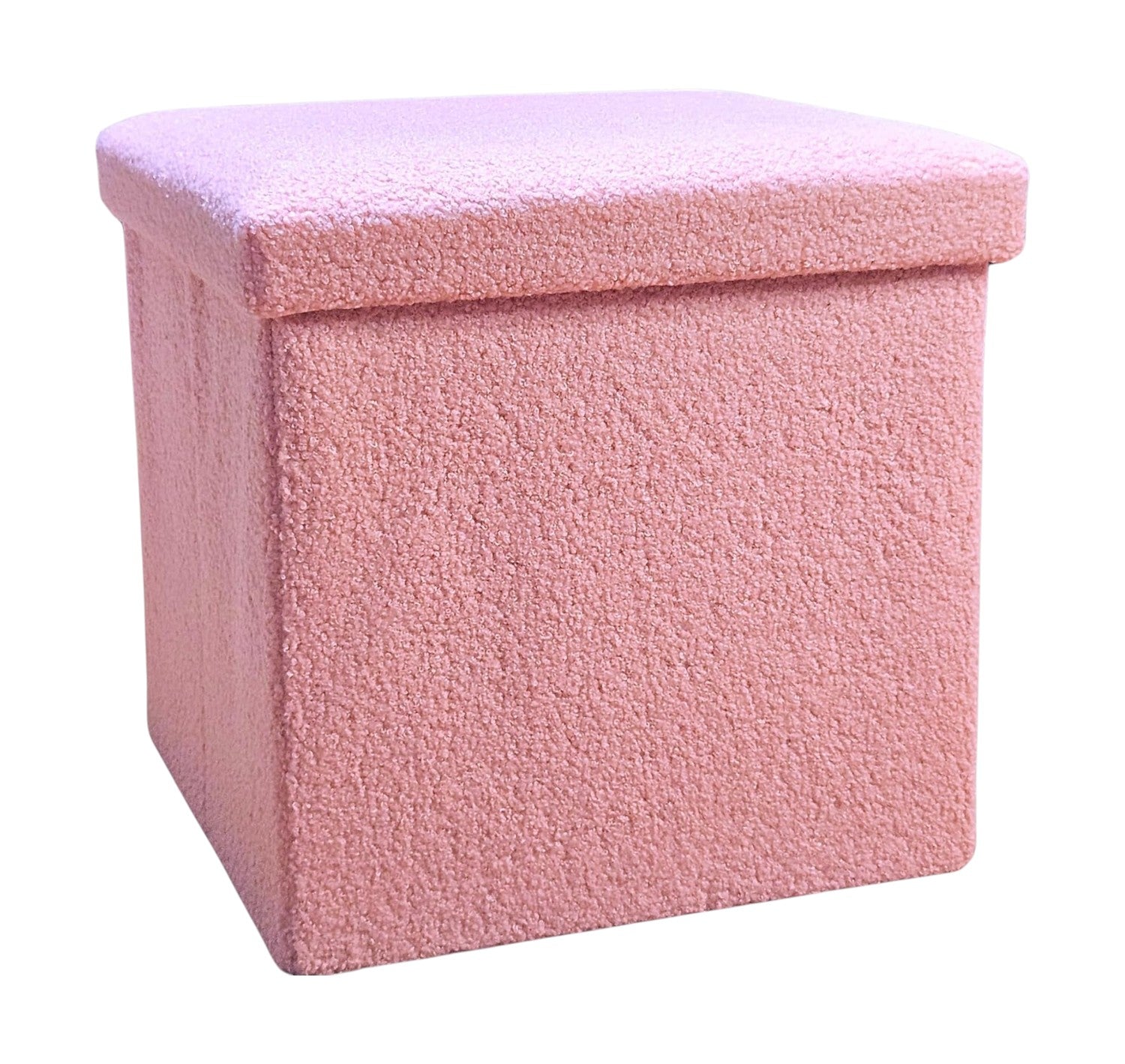 12" Pink Boucle Cube Storage Ottoman