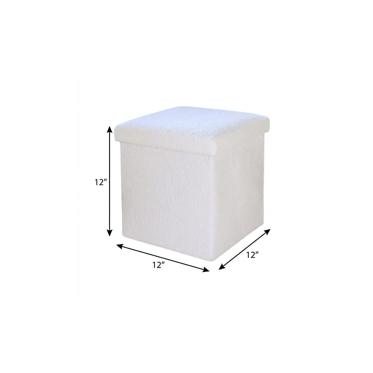 12" White Boucle Cube Storage Ottoman