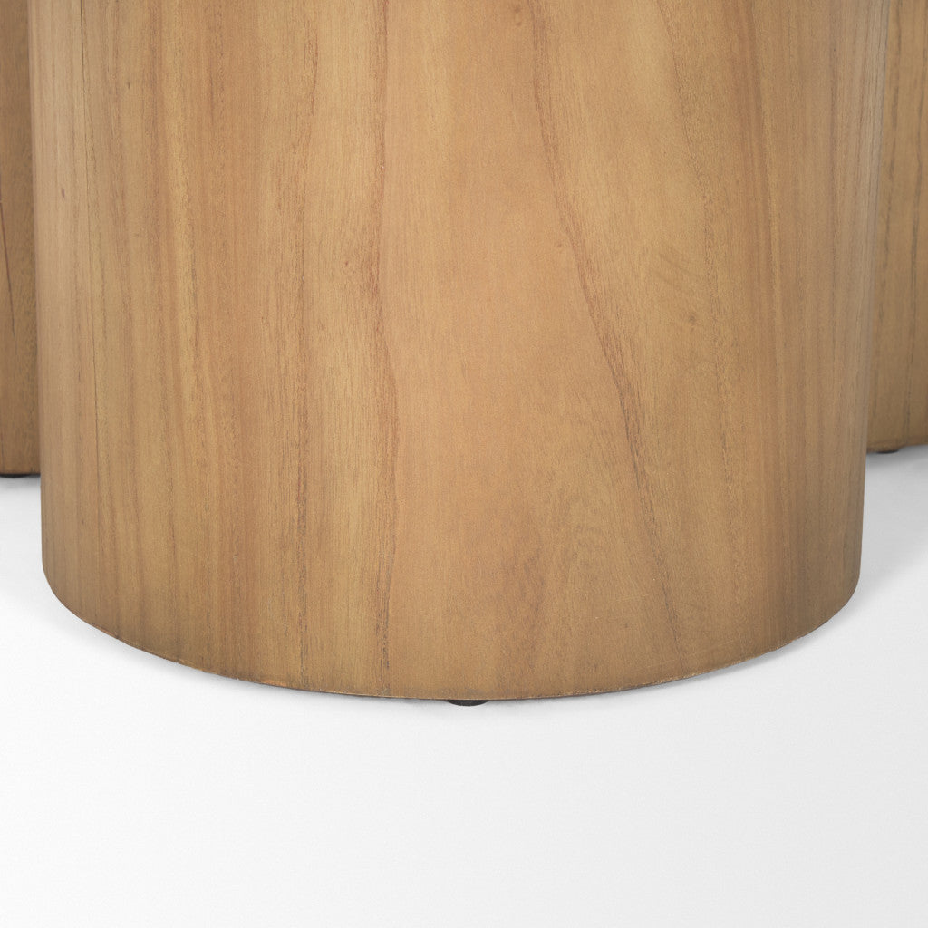 39" Natural Solid Wood Round Pedestal Coffee Table