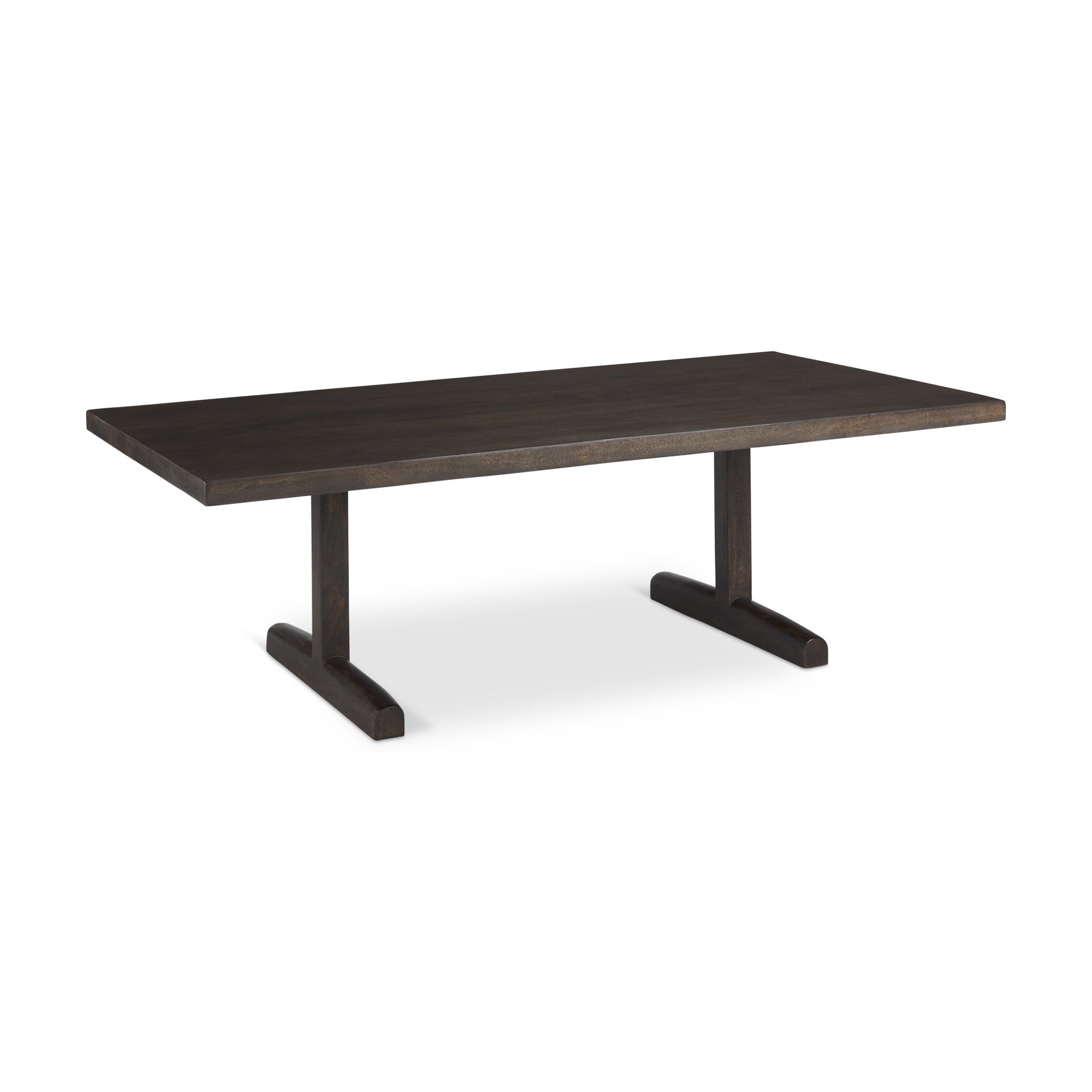 55" Dark Brown Solid Wood Double Pedestal Coffee Table