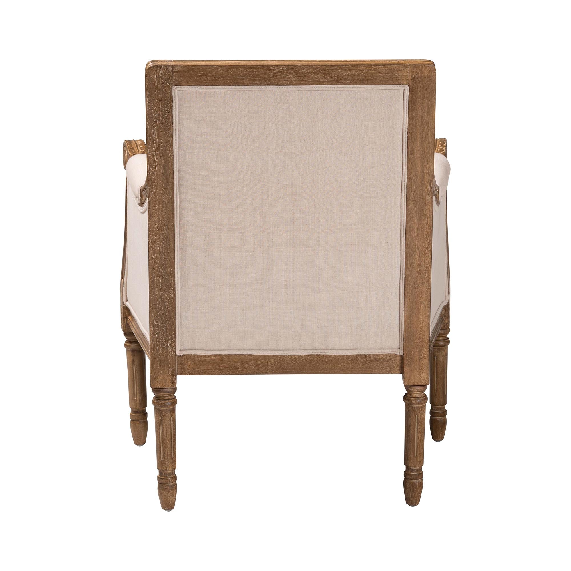 Baxton Studio Chavanon Wood & Light Beige Linen Traditional French Accent Chair