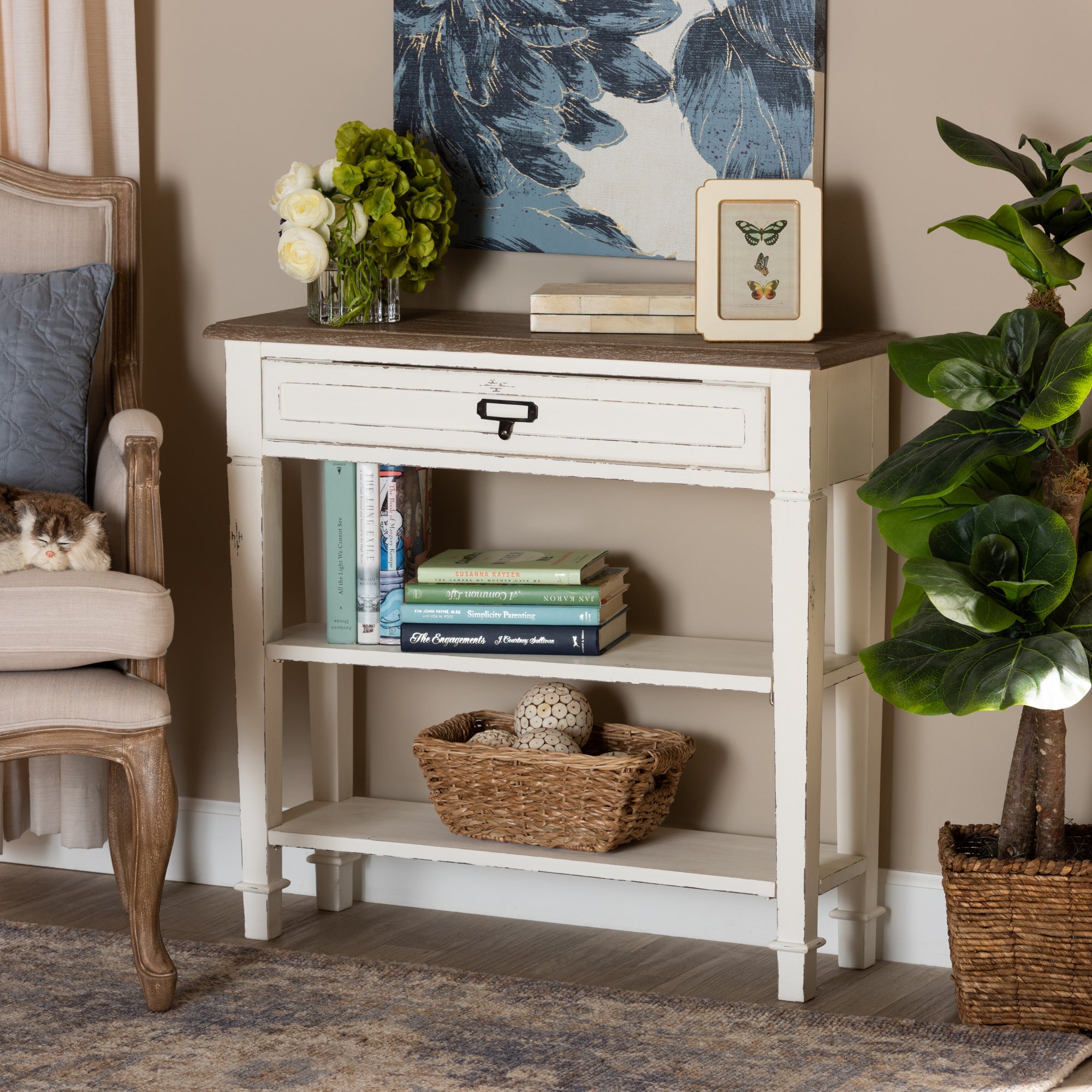 Baxton Studio Dauphine Traditional French Accent Console Table-1 Drawer