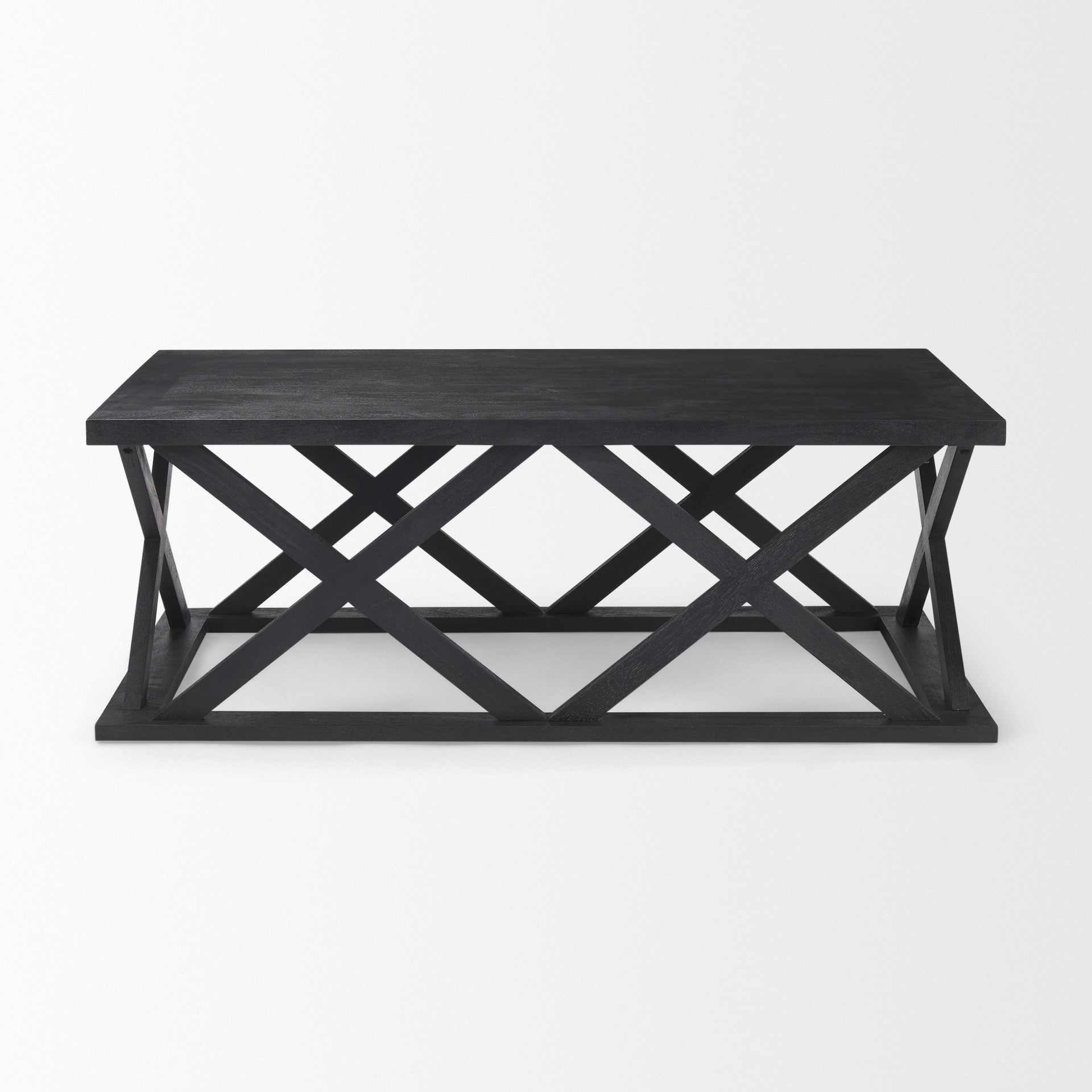 48" Black Solid Wood Geo Frame Coffee Table