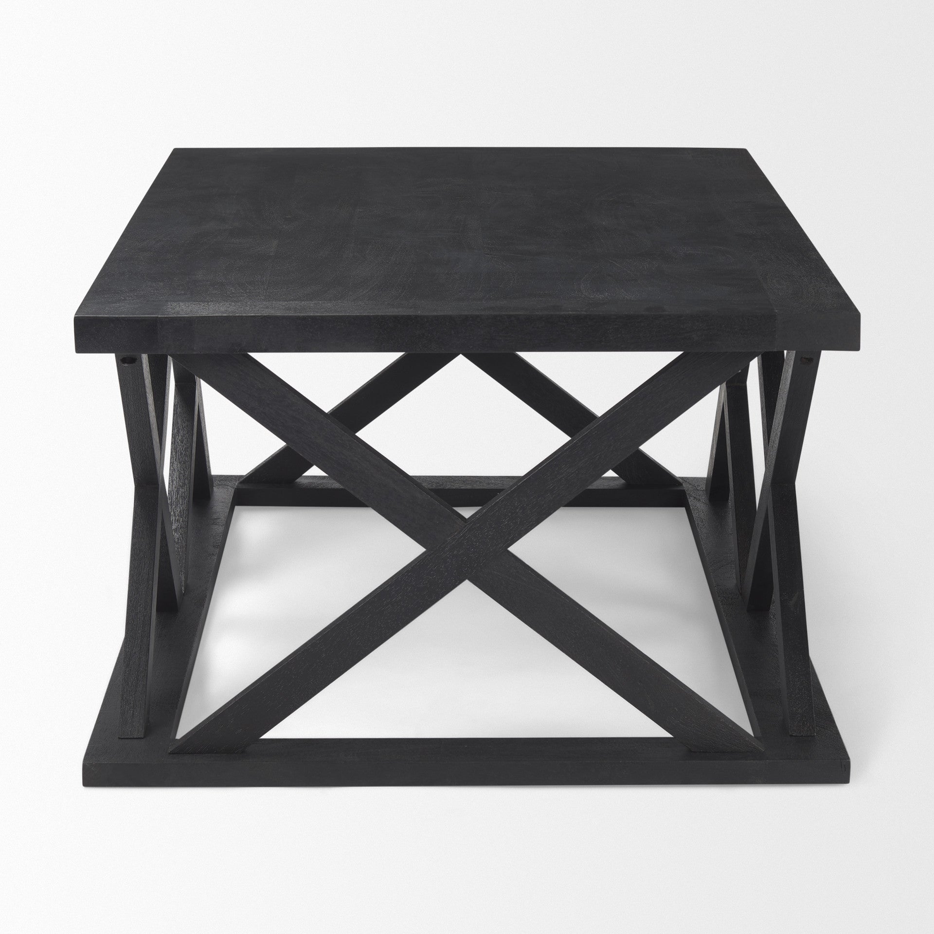 48" Black Solid Wood Geo Frame Coffee Table
