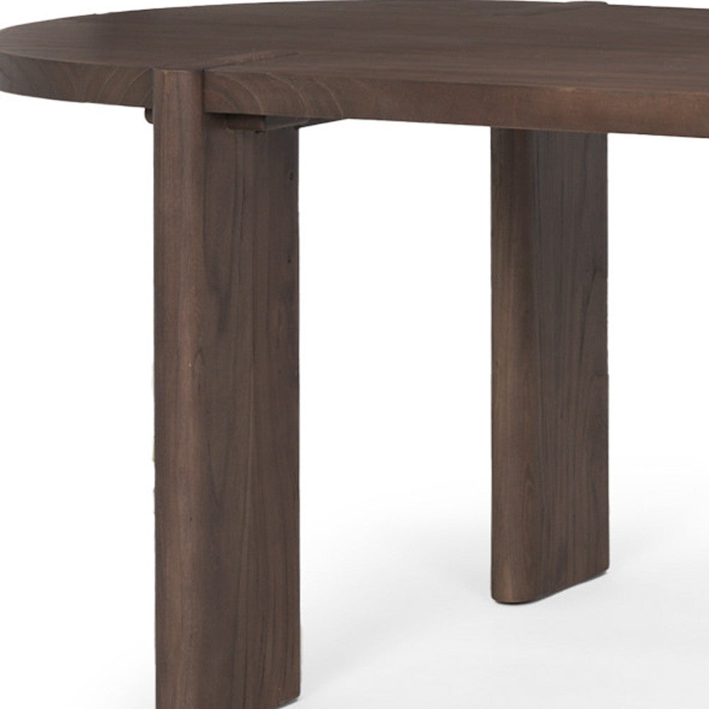 91" Brown Solid Wood Oval Dining Table