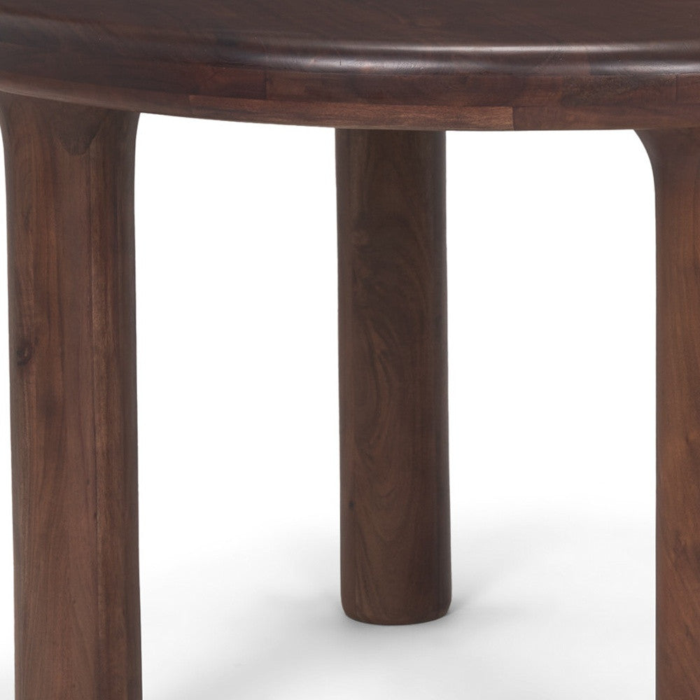 48" Brown Solid Wood Round Top Dining Table