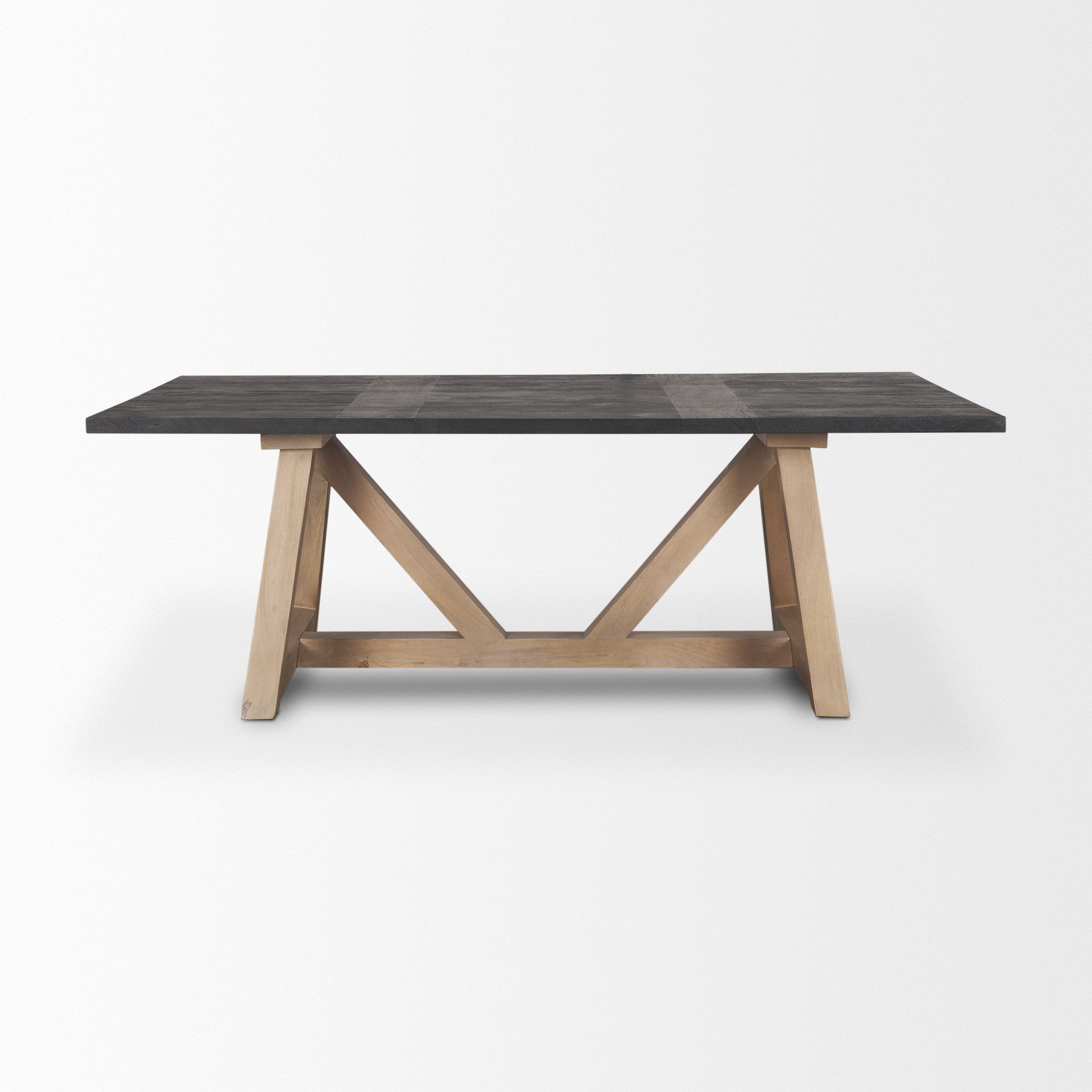 84" Black and Brown Solid Wood Trestle Base Dining Table