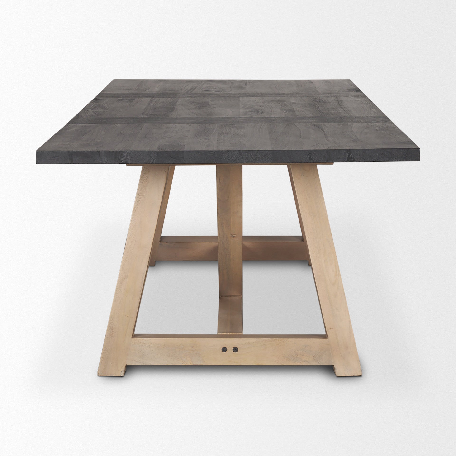 84" Black and Brown Solid Wood Trestle Base Dining Table