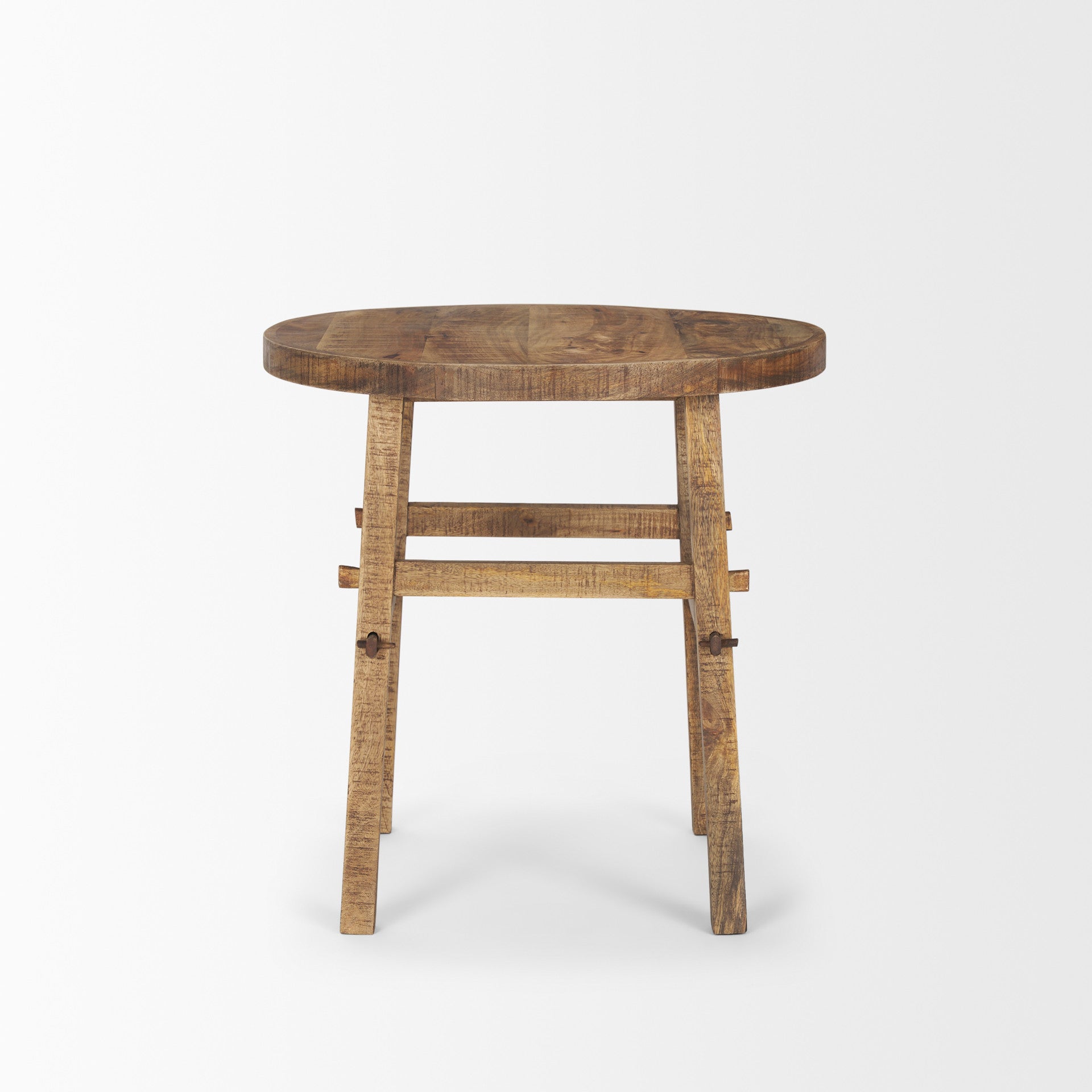 26" Brown Distressed Solid Wood End Table