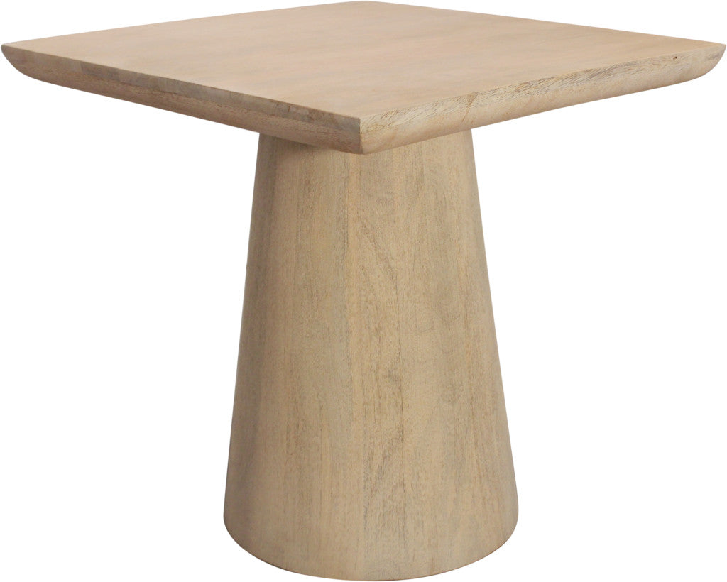 24" Natural Distressed Solid Wood Square Pedestal End Table