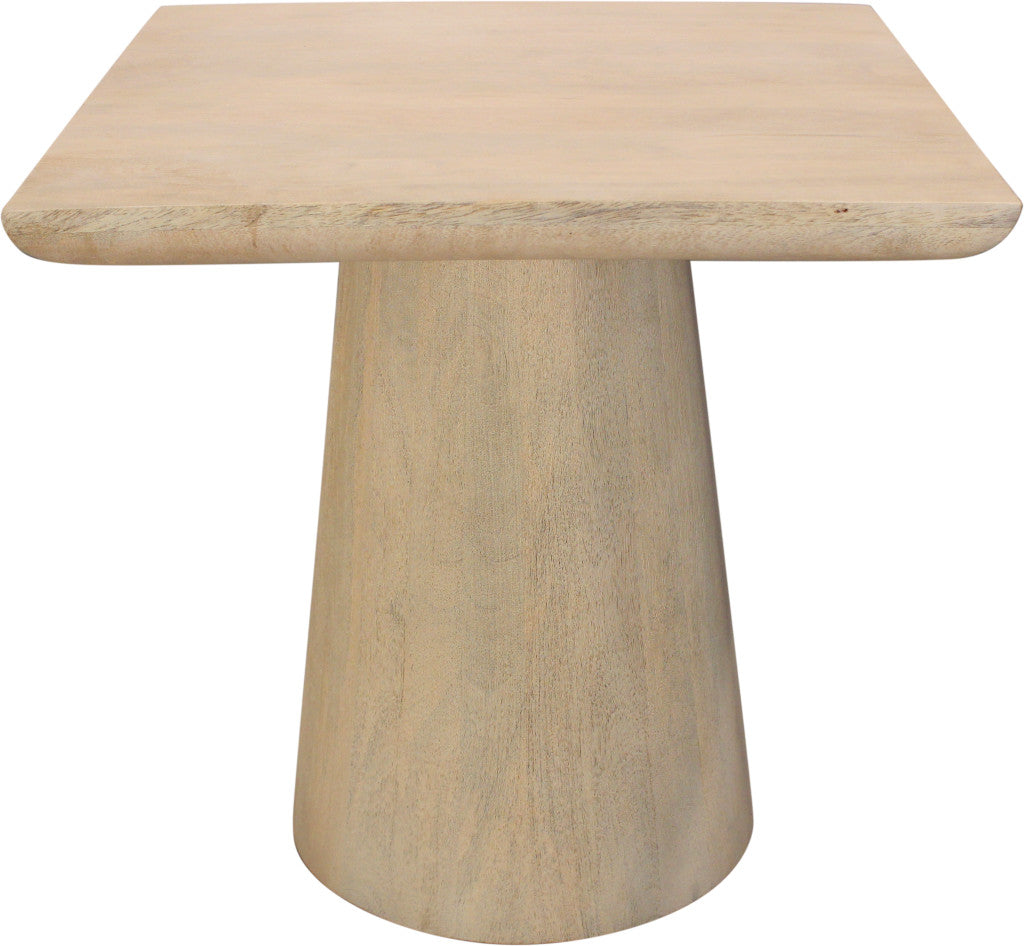 24" Natural Distressed Solid Wood Square Pedestal End Table