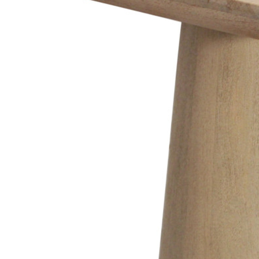 24" Natural Distressed Solid Wood Square Pedestal End Table