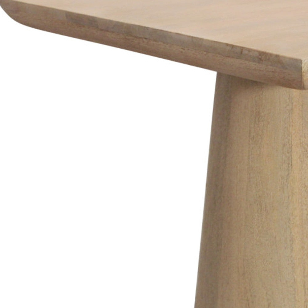 24" Natural Distressed Solid Wood Square Pedestal End Table