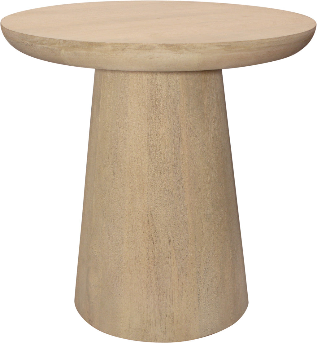 24" Natural Solid Wood Round Pedestal End Table