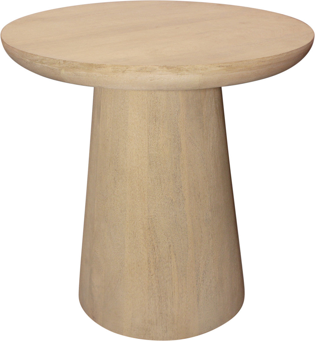 24" Natural Solid Wood Round Pedestal End Table