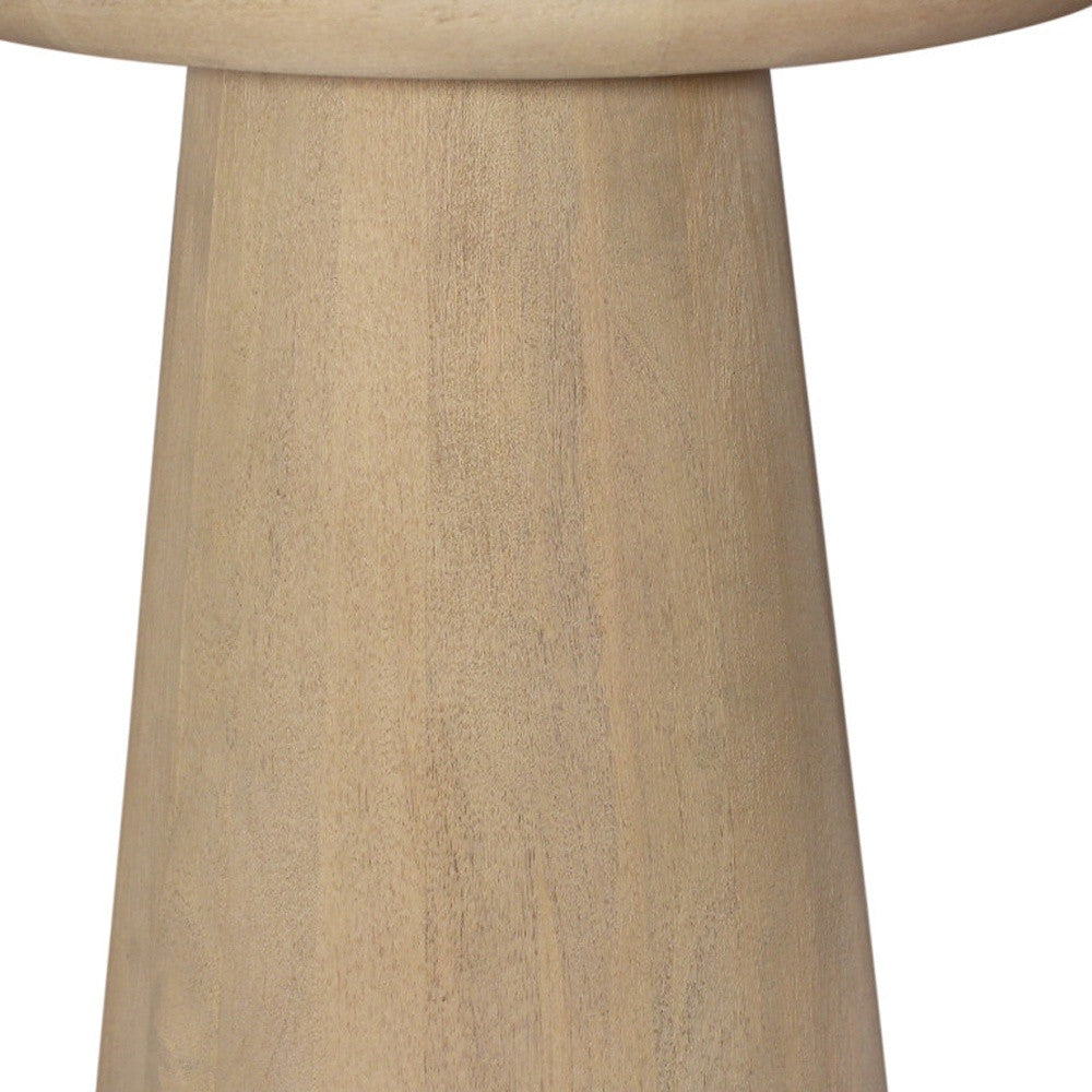 24" Natural Solid Wood Round Pedestal End Table
