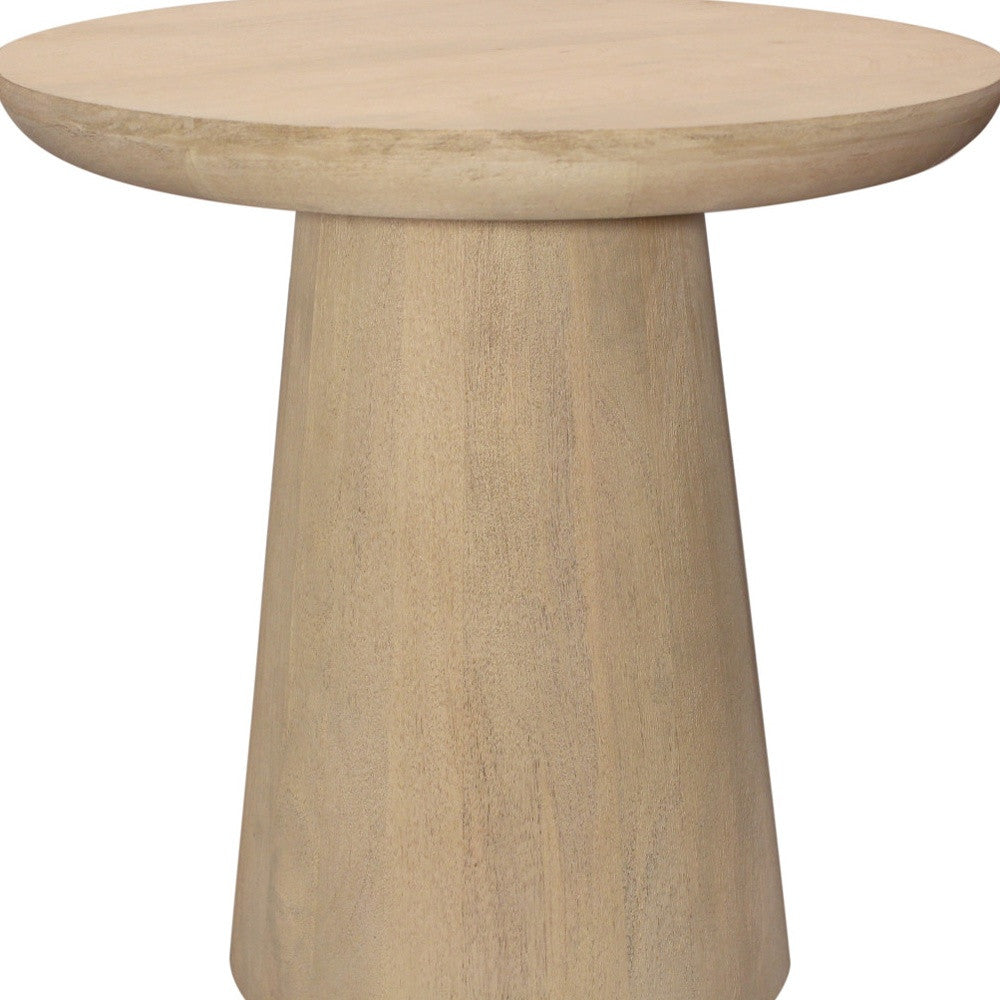24" Natural Solid Wood Round Pedestal End Table