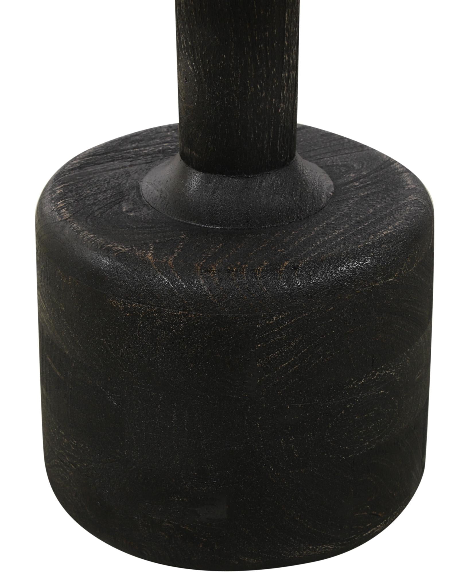 21" White and Black Distressed Marble and Solid Wood Round Pedestal End Table